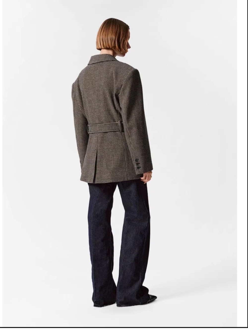 &other stories Belted wool Blazer brown dogtooth - Picture 10 of 16